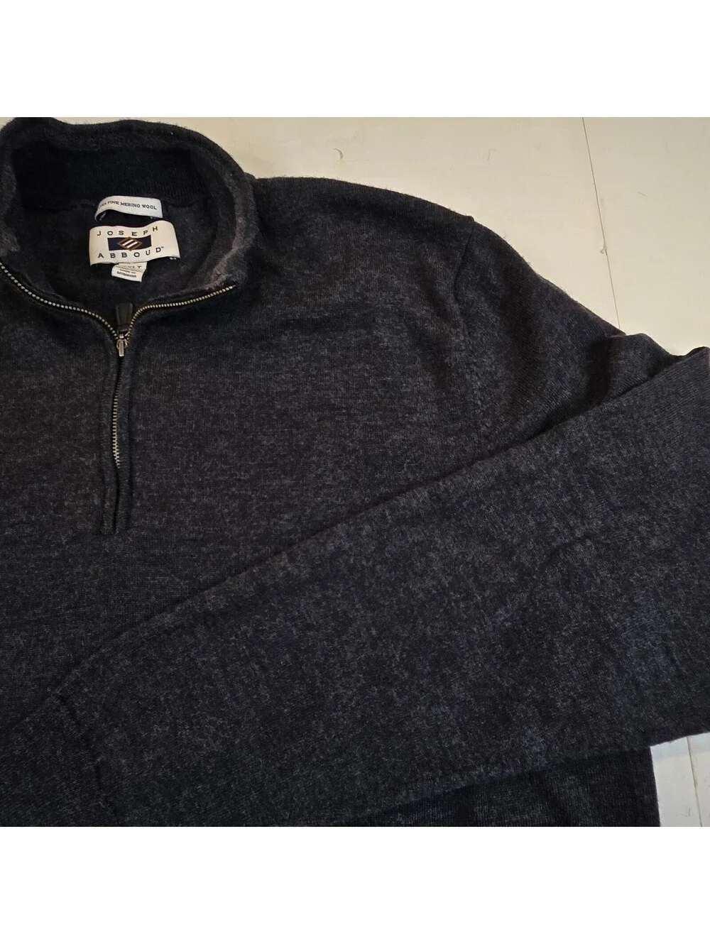 Joseph Abboud 100% Extra Fine Merino Wool Quarter Zip Sweater Size 2XL Tall Gray